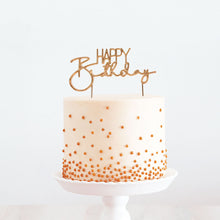 Happy Birthday Rose Gold Metal Cake Topper V2