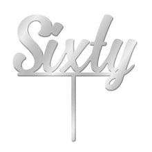 Sixty Silver Mirror Acrylic Cake Topper