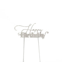 Happy Birthday Silver Metal Cake Topper V1