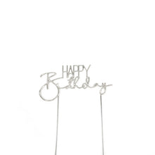 Happy Birthday Silver Metal Cake Topper V2