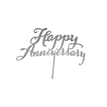 Silver Happy Anniversary Cake Topper