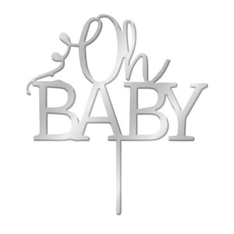 Oh Baby Silver Mirror Acrylic Cake Topper