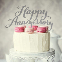 Silver Happy Anniversary Cake Topper