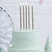12cm Tall Cake Candles - Silver