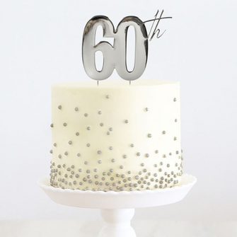 SILVER Metal Cake Topper - 60th