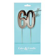 SILVER Metal Cake Topper - 60th