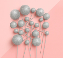 Glitter Silver Ball Topper Set 20pc