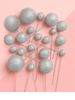 Glitter Silver Ball Topper Set 20pc