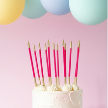 15cm Gold Double Dipped Cake Candles - Hot Pink (12 pack)