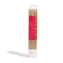 15cm Gold Double Dipped Cake Candles - Hot Pink (12 pack)