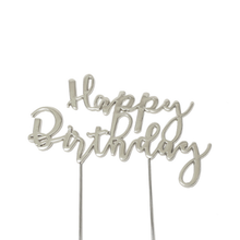 Silver Cake Topper Happy Birthday V2