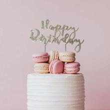 Silver Cake Topper Happy Birthday V2