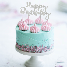 Silver Cake Topper Happy Birthday V2