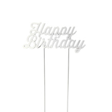 Silver Plated Happy Birthday Cake Topper