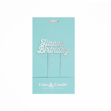 Silver Plated Happy Birthday Cake Topper