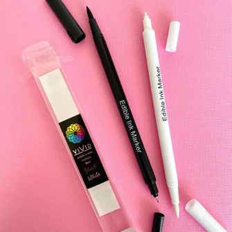 Vivid Edible Markers Black and White 2 Pack