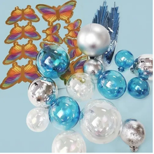 Clear, Blue & Silver Deco Ball, Fan & Butterfly Topper 27 Piece Set