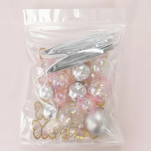 Name Clear, Pink & Silver Deco Ball, Fan & Butterfly Topper 27 Piece Set