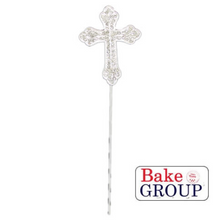 Silver Diamante Cross Cake Topper