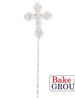 Silver Diamante Cross Cake Topper