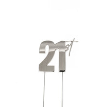 21st Silver Metal Cake Topper