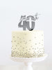 40th Silver Metal Cake Topper