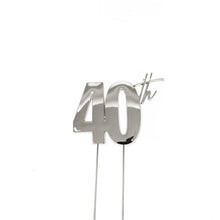 40th Silver Metal Cake Topper