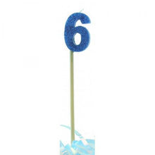 Glittered Blue Candle No. 6
