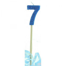 Glittered Blue Candle No. 7