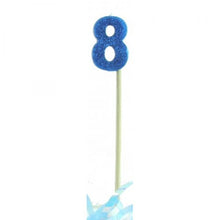 Glittered Blue Candle No. 8