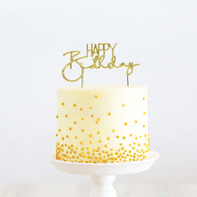 Happy Birthday Gold Metal Cake Topper V2