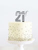 21st Silver Metal Cake Topper