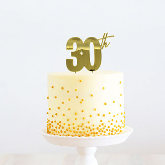 30th Gold Metal Cake Topper