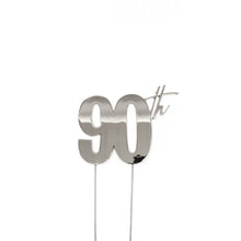 90th Silver Metal Cake Topper