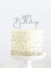 Happy Birthday Silver Metal Cake Topper V2