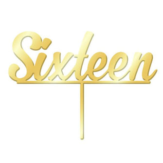 Sixteen Gold Mirror Acrylic Cake Topper