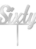 Sixty Silver Mirror Acrylic Cake Topper