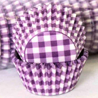 Purple Gingham 500 Bulk cupcake cases