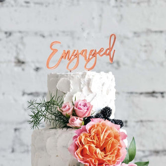 Engaged Rose Gold Cake Topper