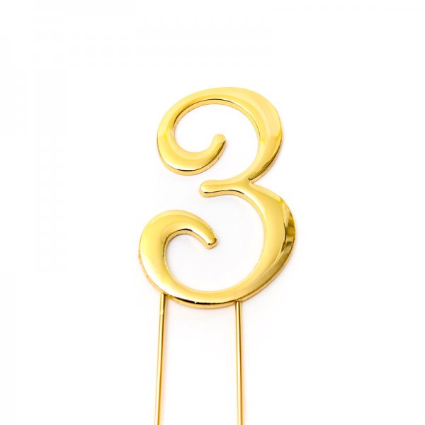 Number 3 Gold Topper - SugarTime– SugarTime Cake Decorating Australia