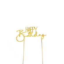 Happy Birthday Gold Metal Cake Topper V2