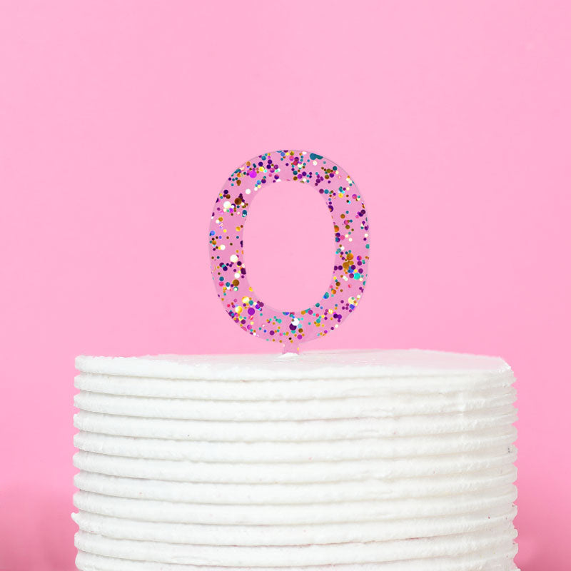 Rainbow Glitter Number 0 Topper | SugarTime Cake Decorating Australia