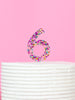Rainbow Glitter Number 6 Topper