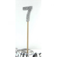 Glittered Silver Candle No. 7