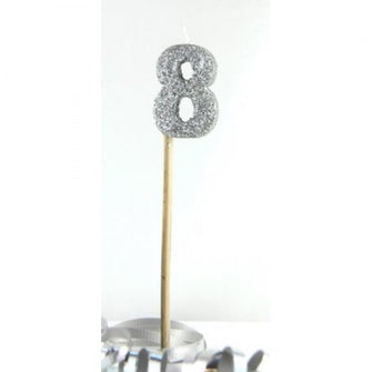 Glittered Silver Candle No. 8