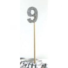 Glittered Silver Candle No. 9