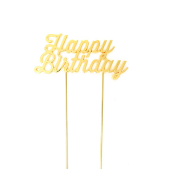 Gold Plated Happy Birthday Cake Topper