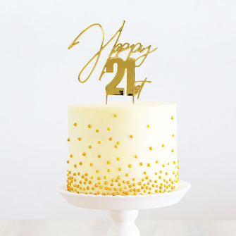 Happy 21st Gold Metal Cake Topper