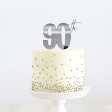 90th Silver Metal Cake Topper