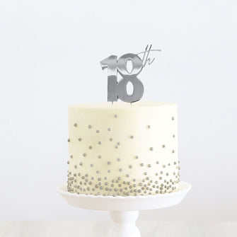 18th Silver Metal Cake Topper